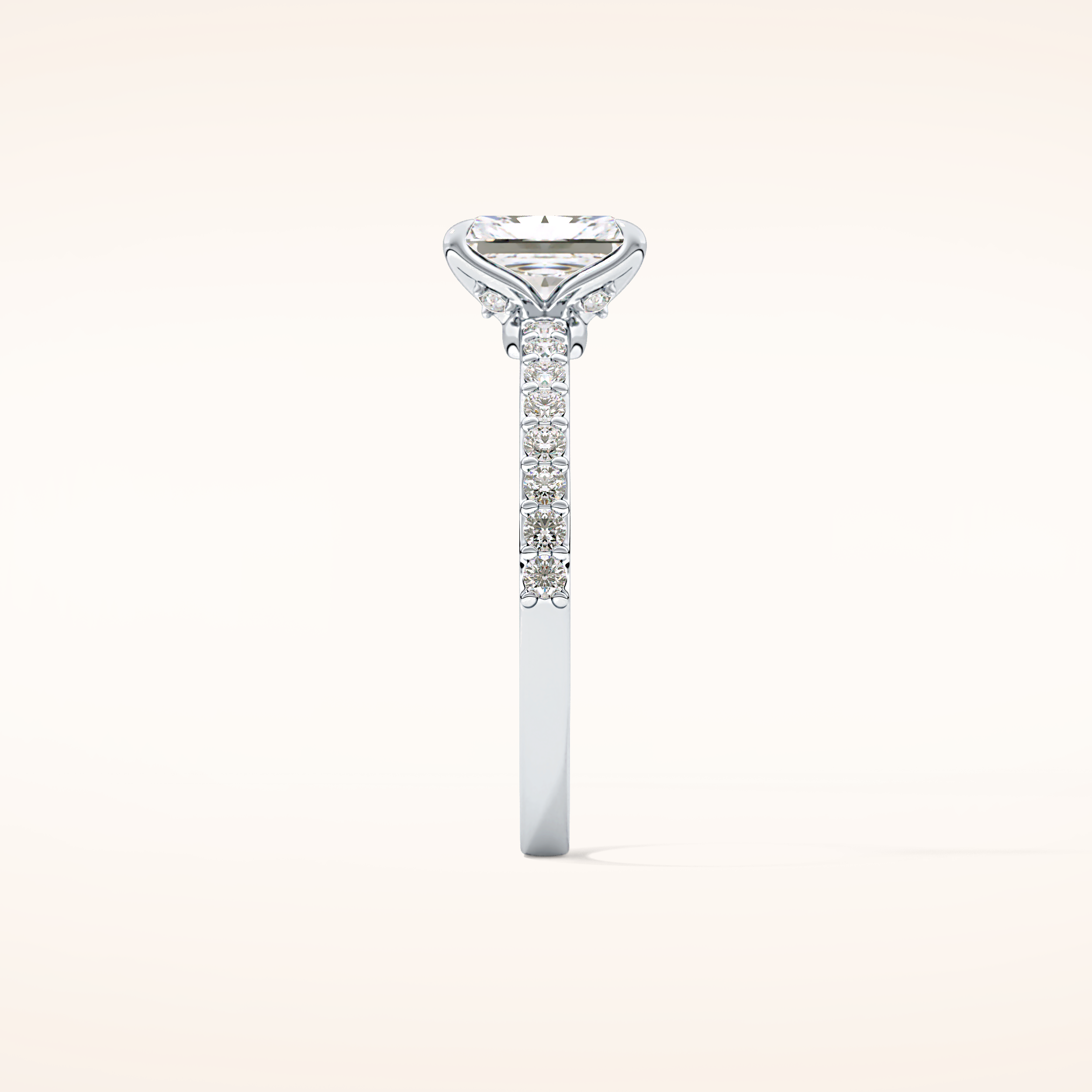 1.21 CT Radiant Shaped Pave Moissanite Engagement Ring