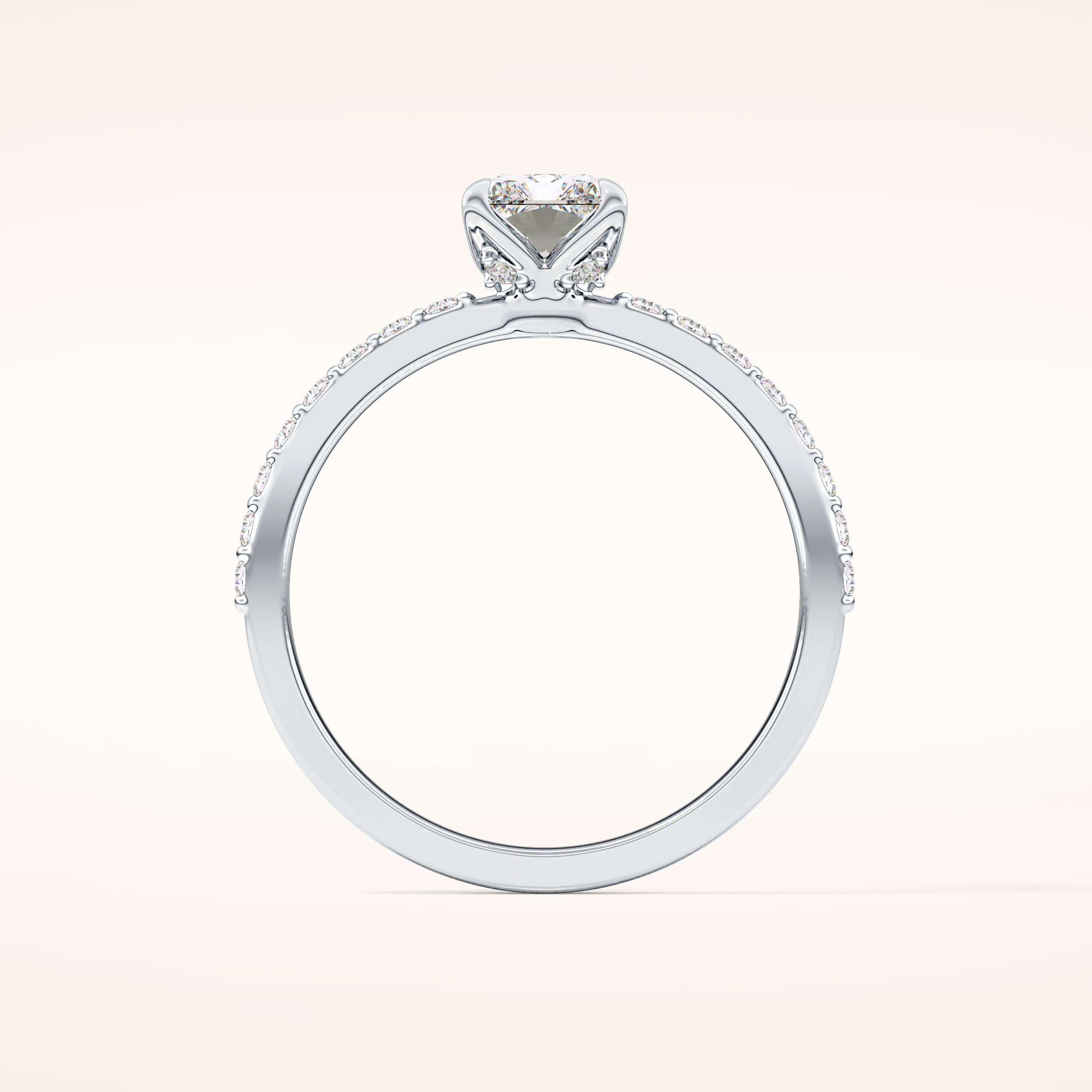 1.21 CT Radiant Shaped Pave Moissanite Engagement Ring