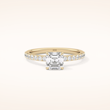 0.86 CT Emerald Shaped Pave Moissanite Engagement Ring