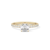 Asscher Pave Lab Grown Diamond Engagement Ring