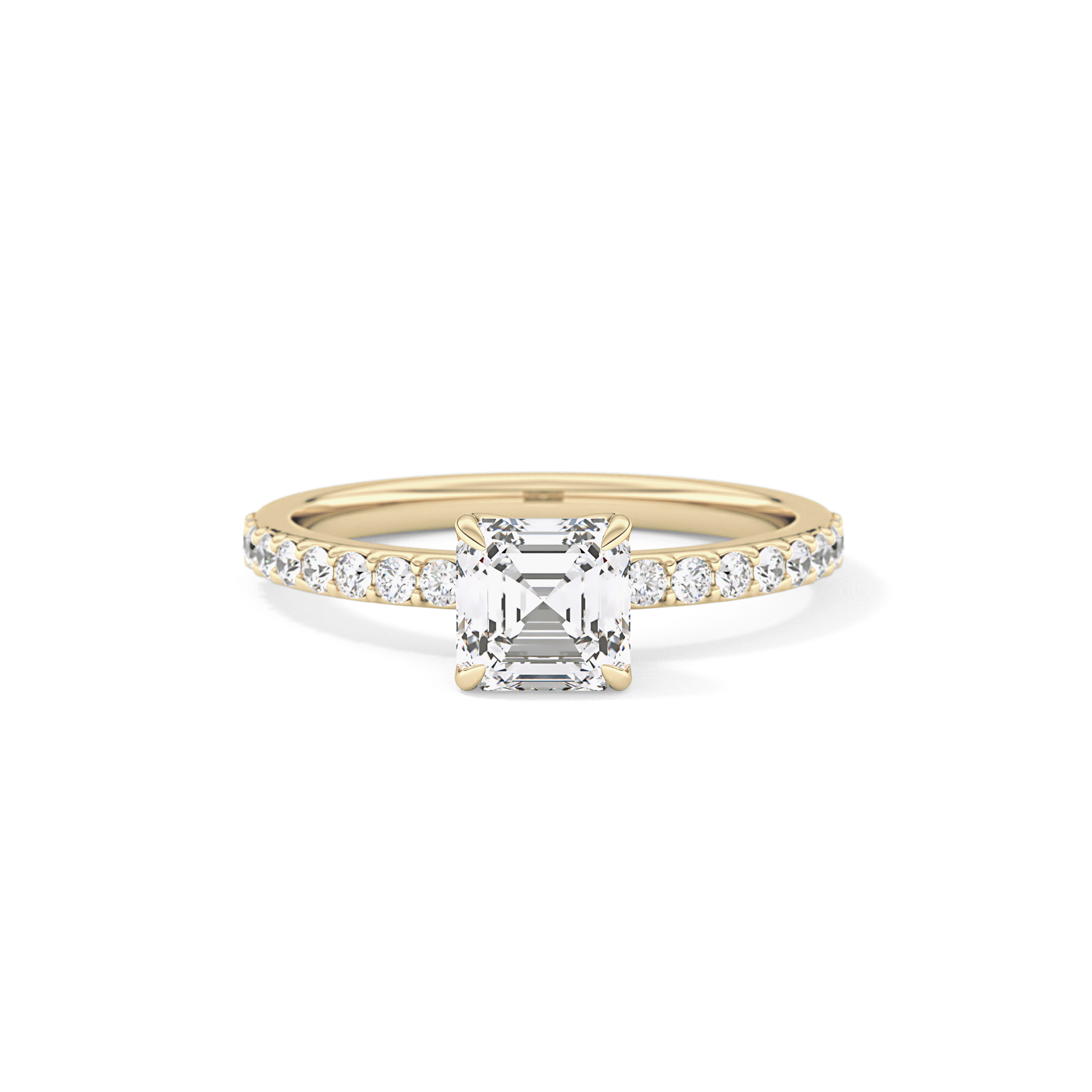Asscher Pave Lab Grown Diamond Engagement Ring
