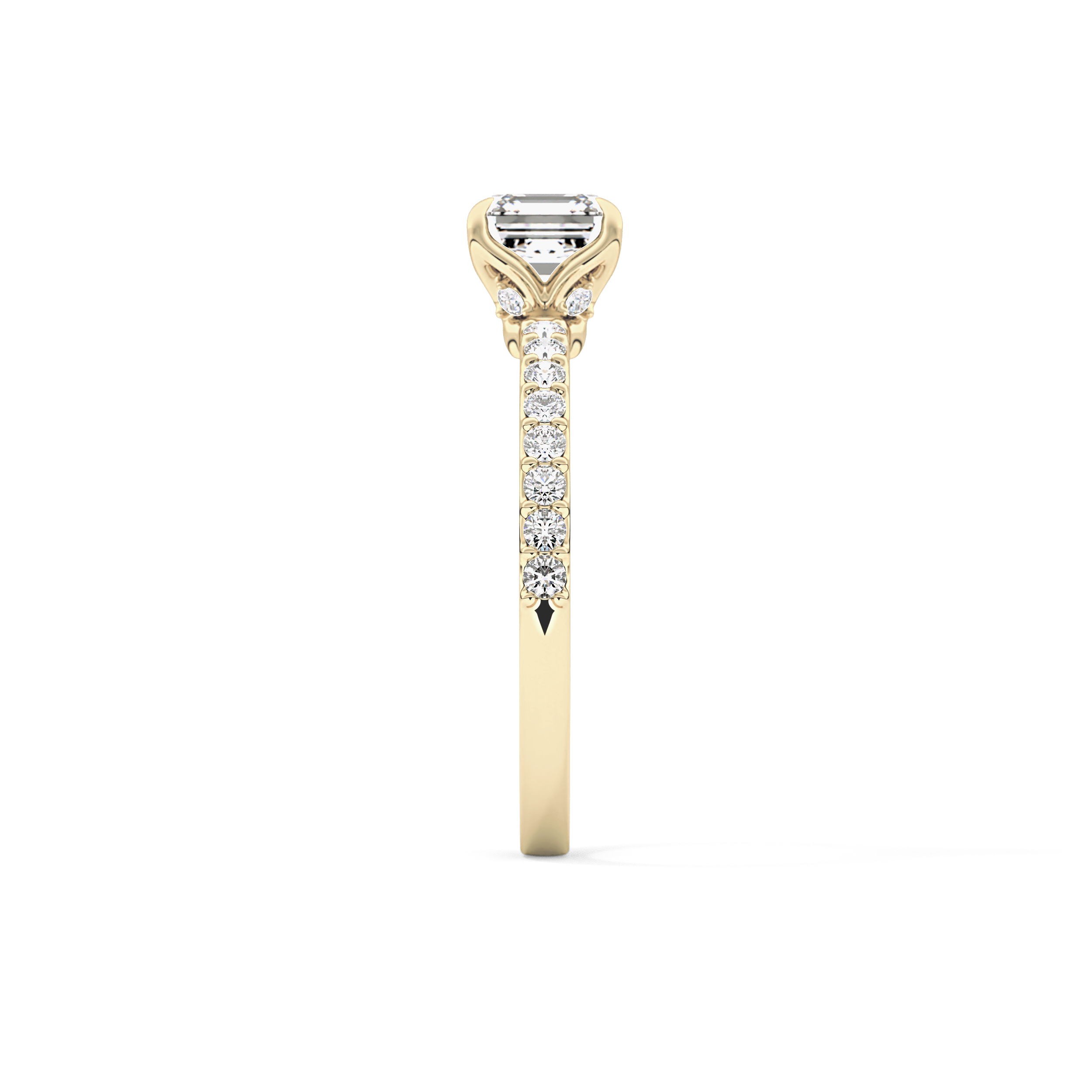 Asscher Pave Lab Grown Diamond Engagement Ring