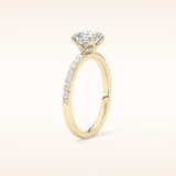 0.86 CT Emerald Shaped Pave Moissanite Engagement Ring