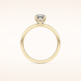 0.86 CT Emerald Shaped Pave Moissanite Engagement Ring