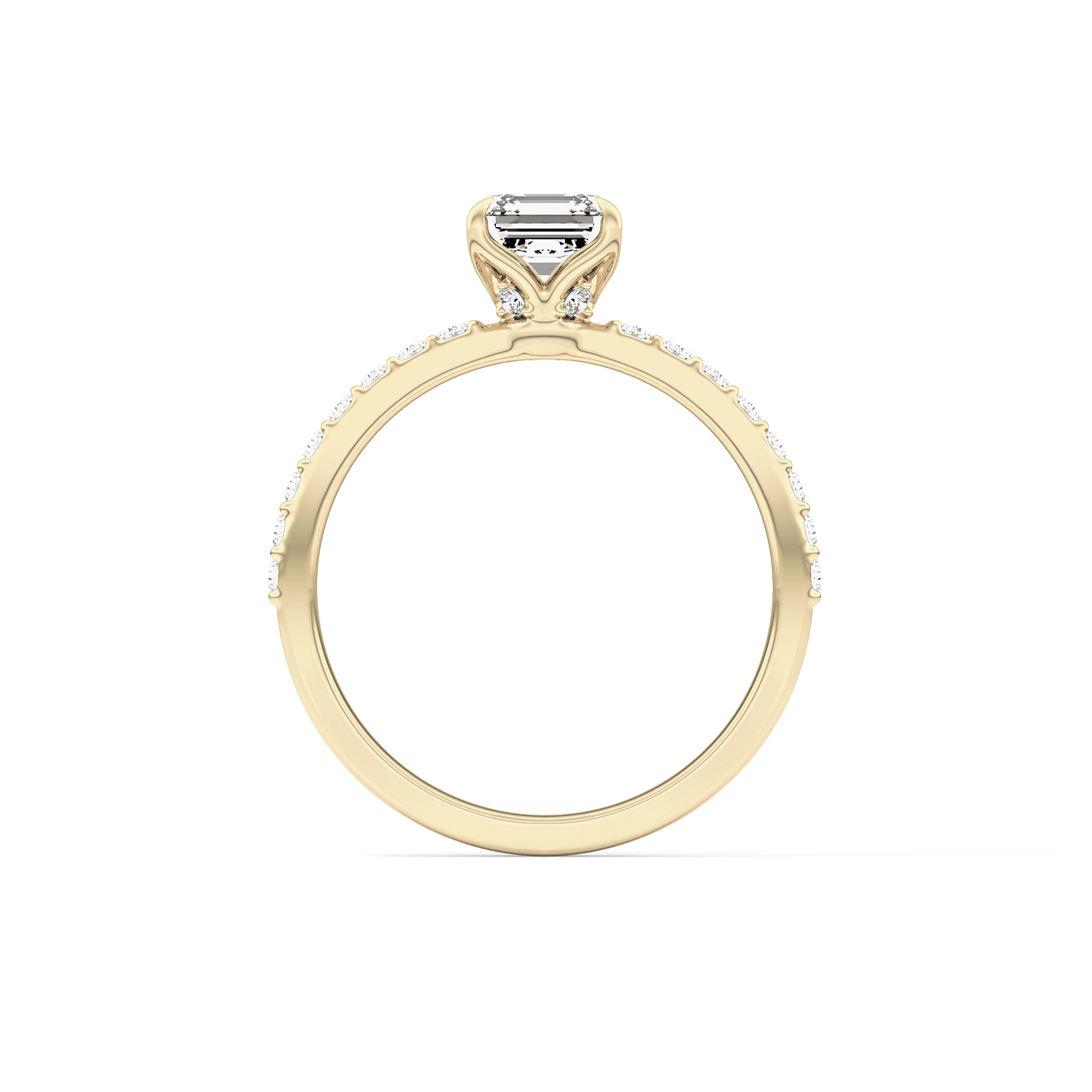 Asscher Pave Lab Grown Diamond Engagement Ring