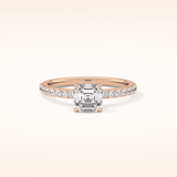 0.86 CT Emerald Shaped Pave Moissanite Engagement Ring