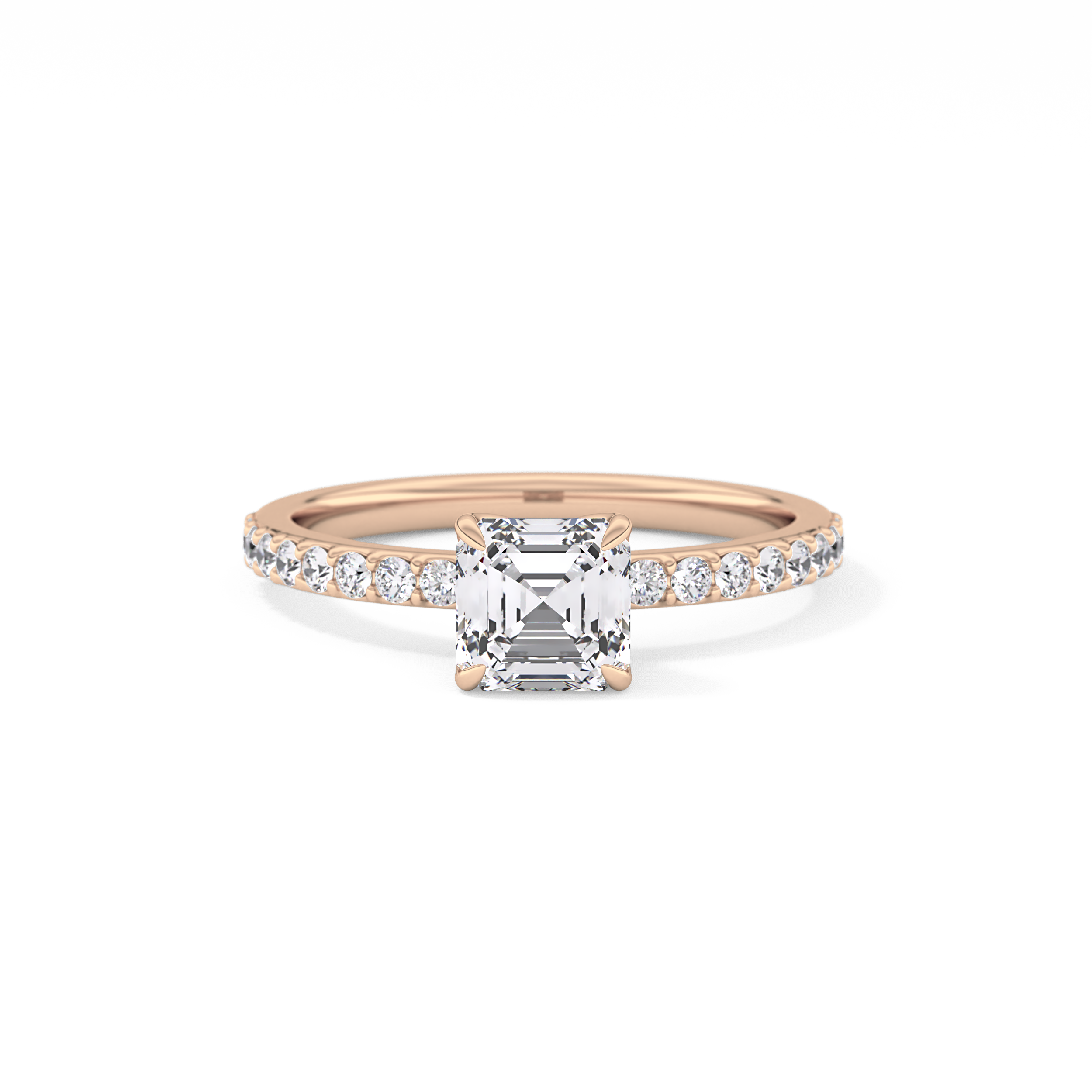 Asscher Pave Lab Grown Diamond Engagement Ring