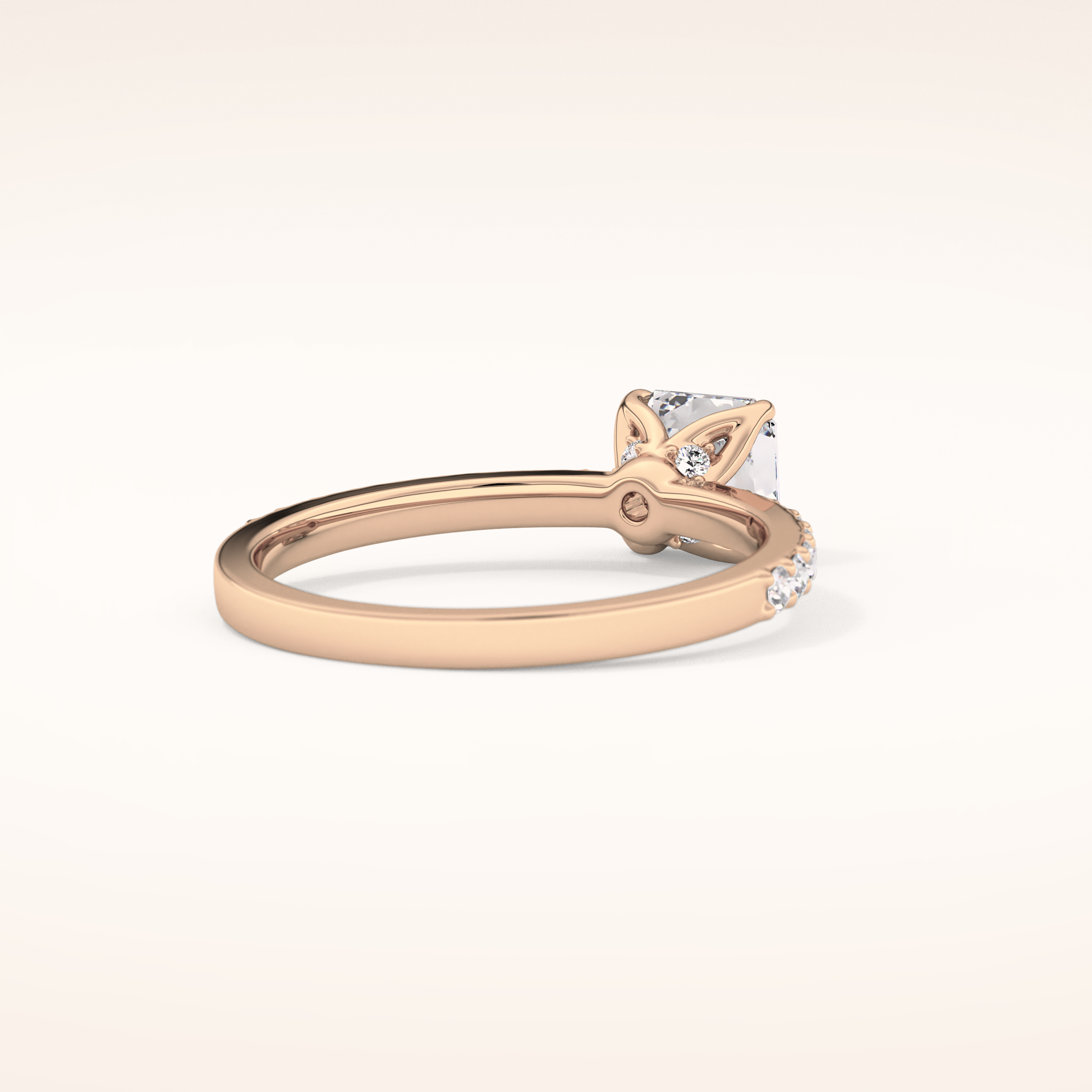 0.86 CT Emerald Shaped Pave Moissanite Engagement Ring