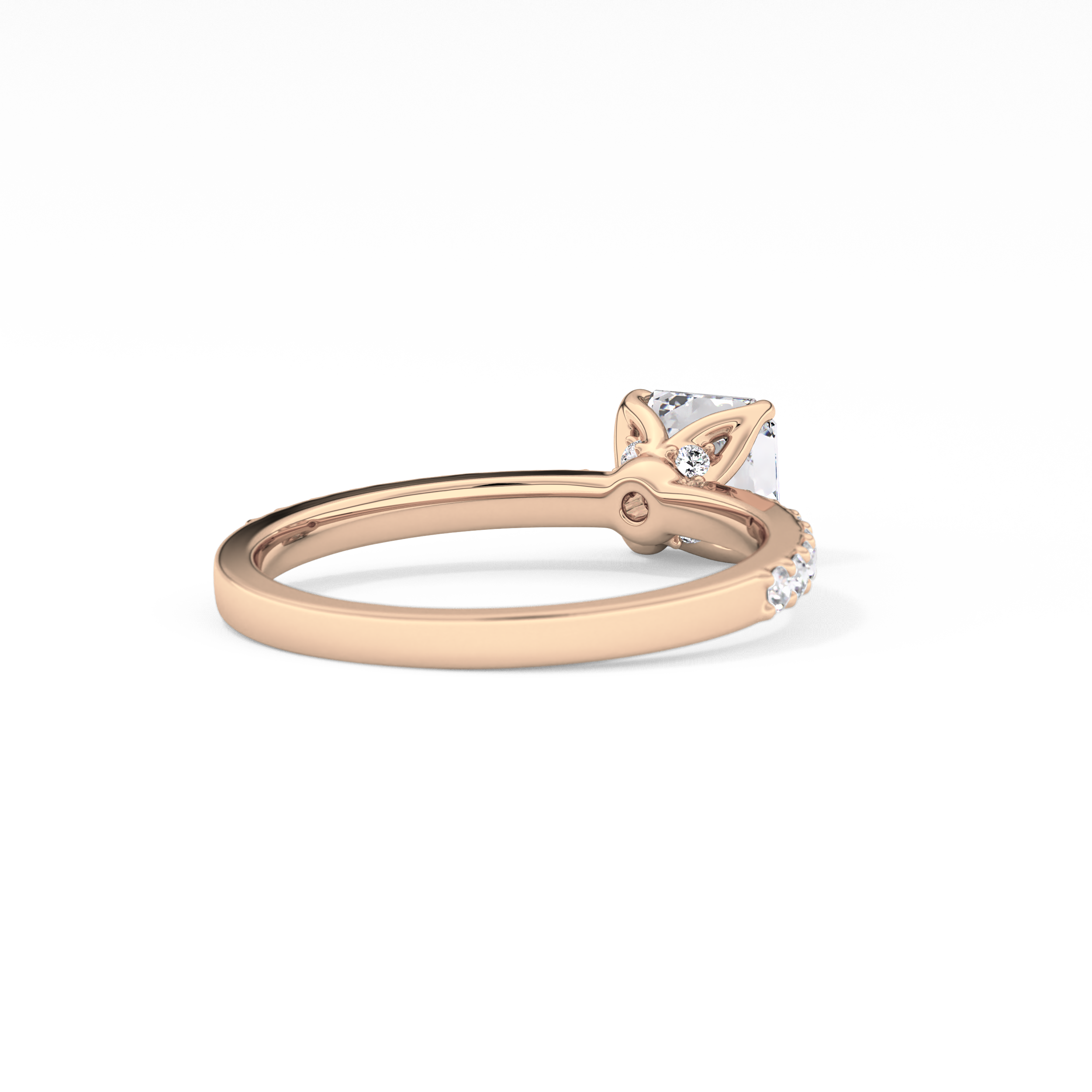 Asscher Pave Lab Grown Diamond Engagement Ring