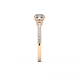 Asscher Pave Lab Grown Diamond Engagement Ring