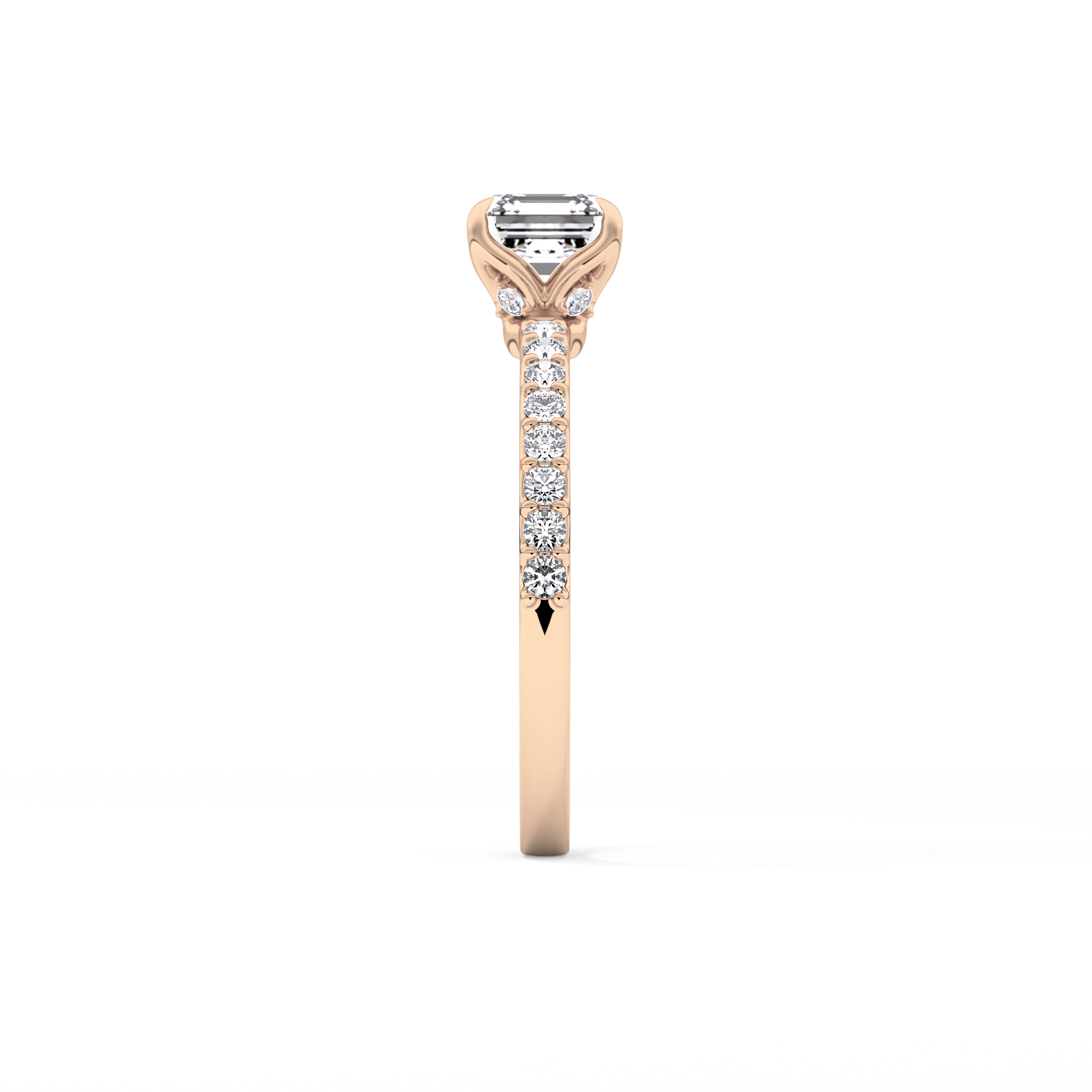 Asscher Pave Lab Grown Diamond Engagement Ring