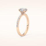 0.86 CT Emerald Shaped Pave Moissanite Engagement Ring