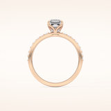 0.86 CT Emerald Shaped Pave Moissanite Engagement Ring