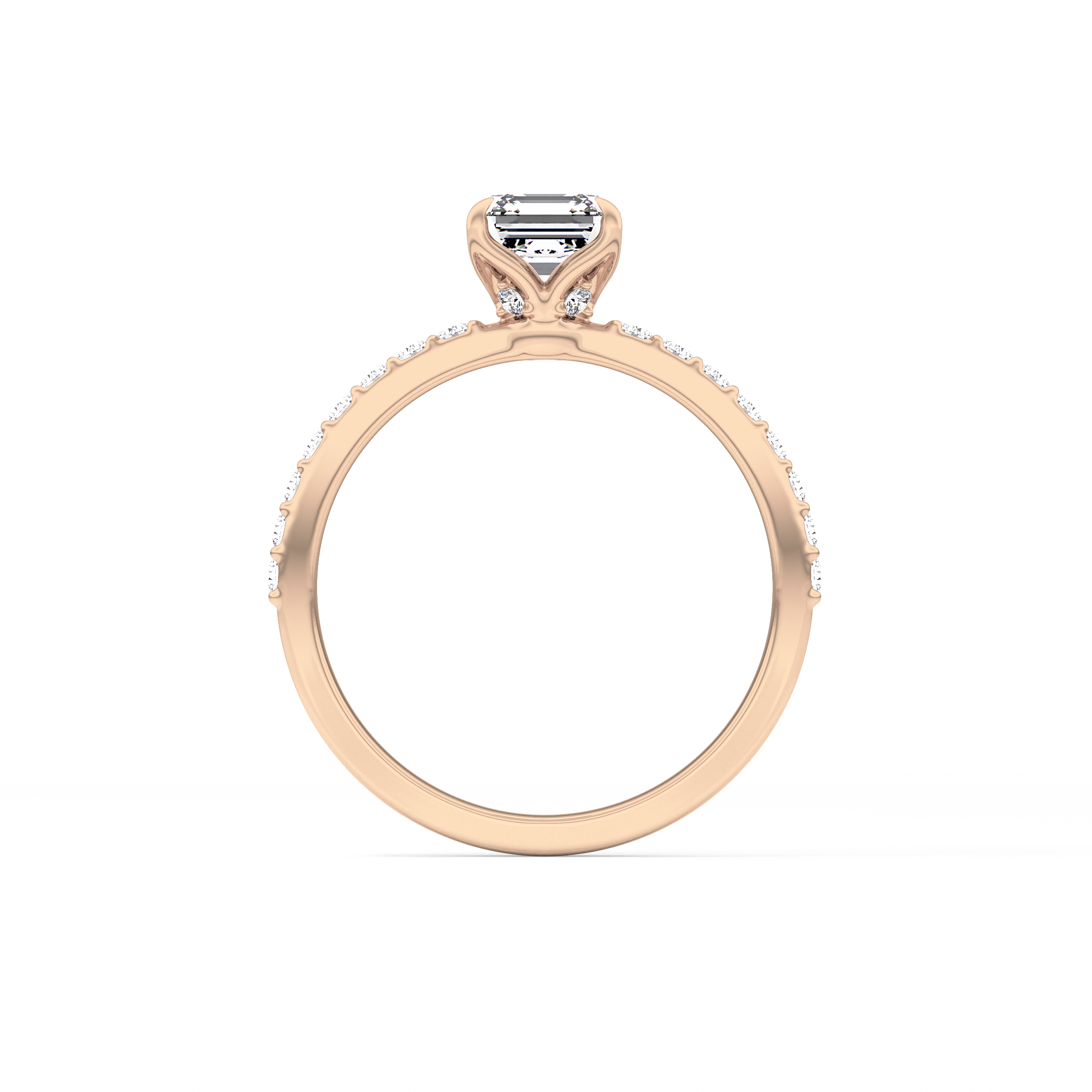 Asscher Pave Lab Grown Diamond Engagement Ring