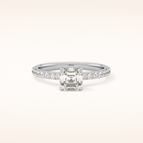 0.86 CT Emerald Shaped Pave Moissanite Engagement Ring