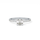 Asscher Pave Lab Grown Diamond Engagement Ring