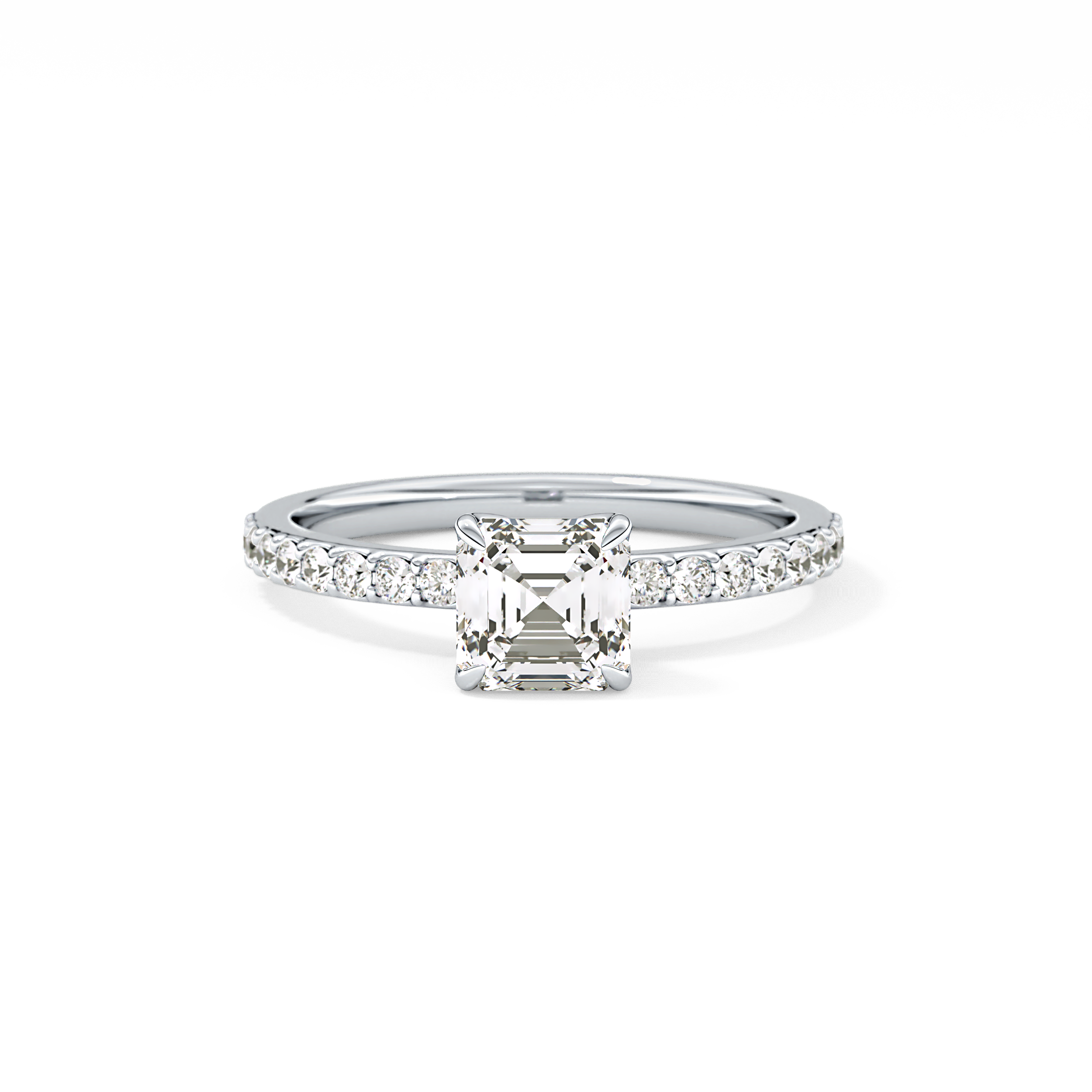 Asscher Pave Lab Grown Diamond Engagement Ring