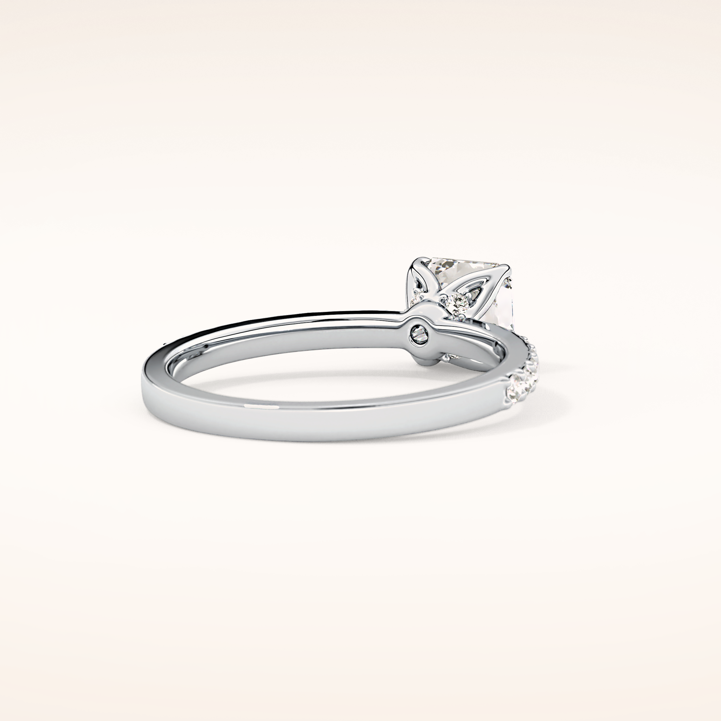 0.86 CT Emerald Shaped Pave Moissanite Engagement Ring