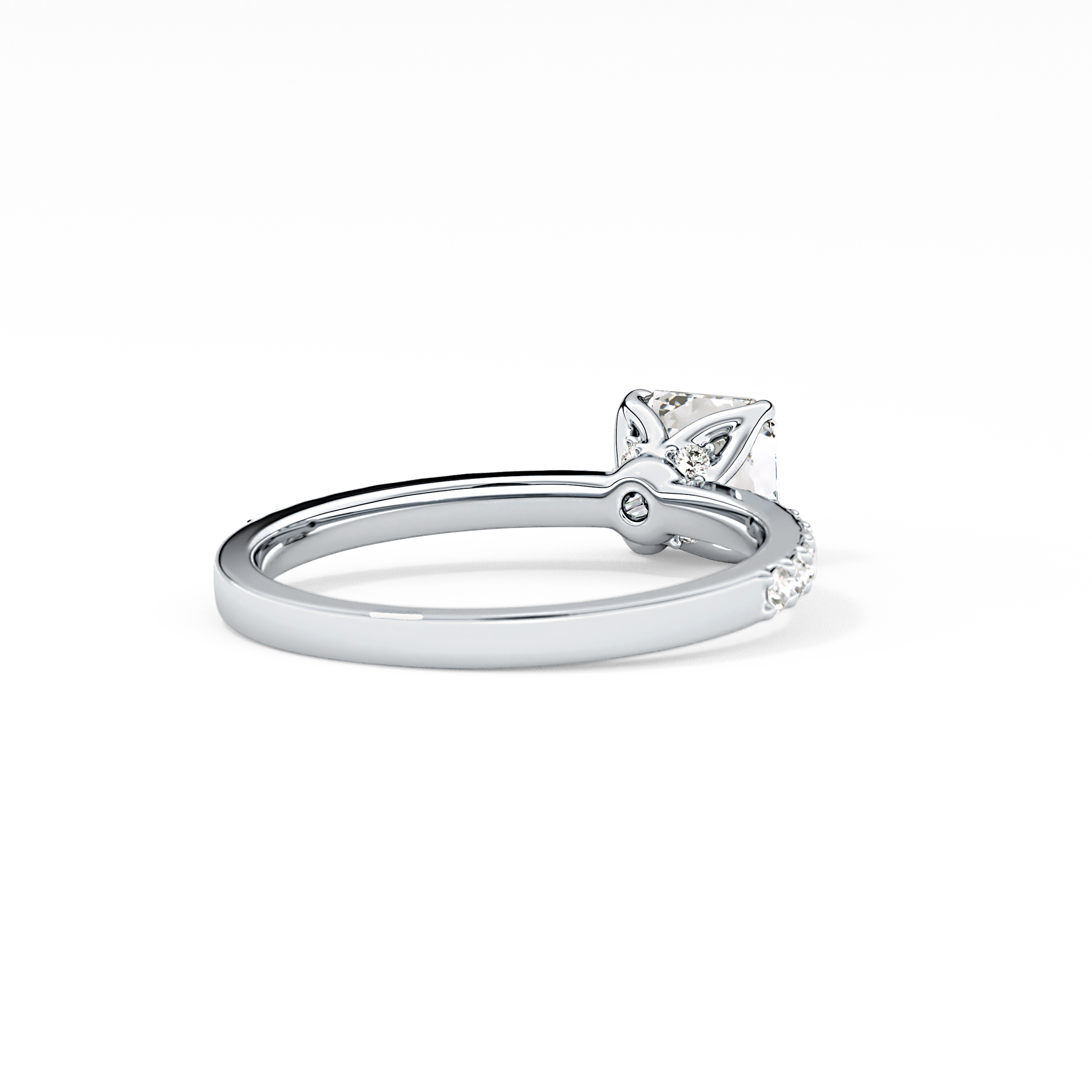 Asscher Pave Lab Grown Diamond Engagement Ring
