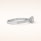 0.86 CT Emerald Shaped Pave Moissanite Engagement Ring