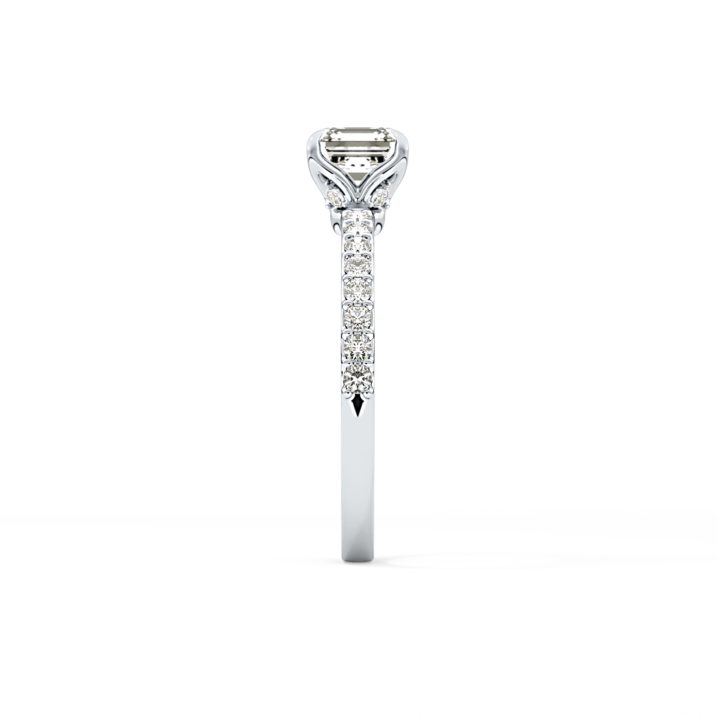 Asscher Pave Lab Grown Diamond Engagement Ring