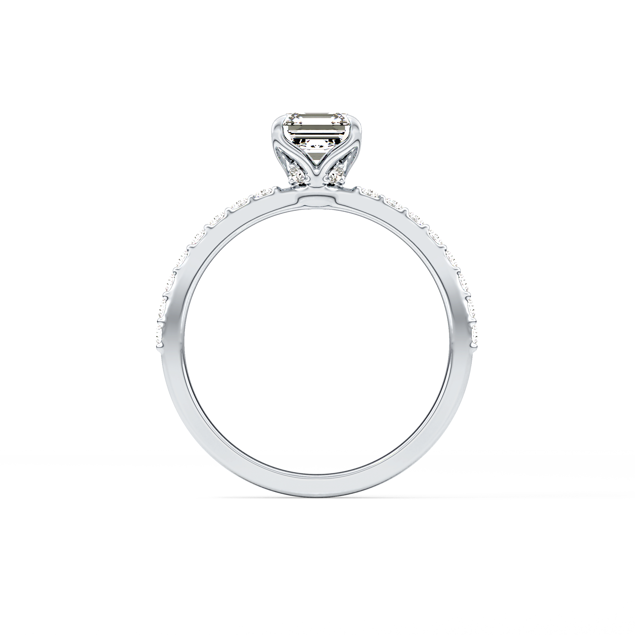 Asscher Pave Lab Grown Diamond Engagement Ring