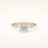 1.03 CT Round Shaped Three Stone Moissanite Engagement Ring