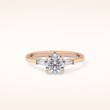 1.03 CT Round Shaped Three Stone Moissanite Engagement Ring