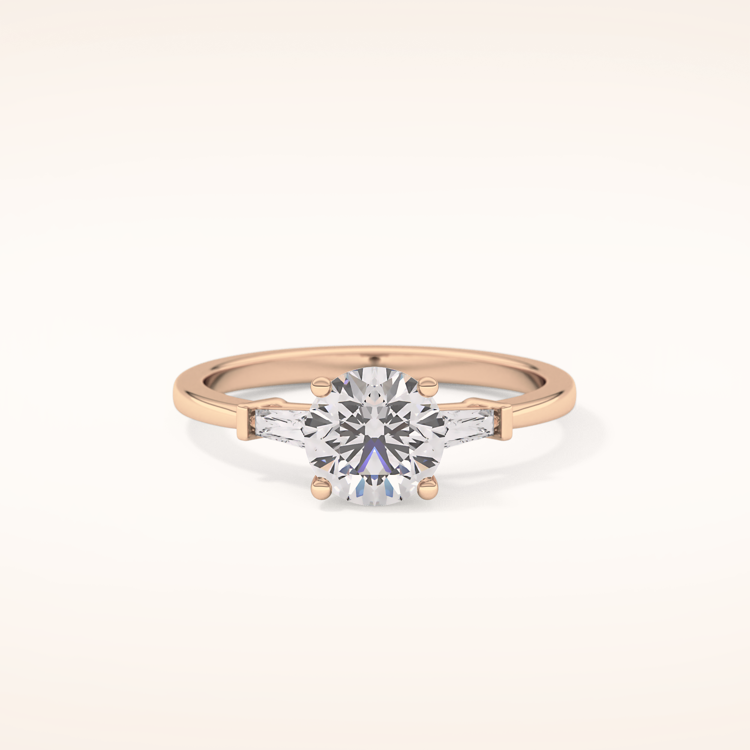 1.03 CT Round Shaped Three Stone Moissanite Engagement Ring