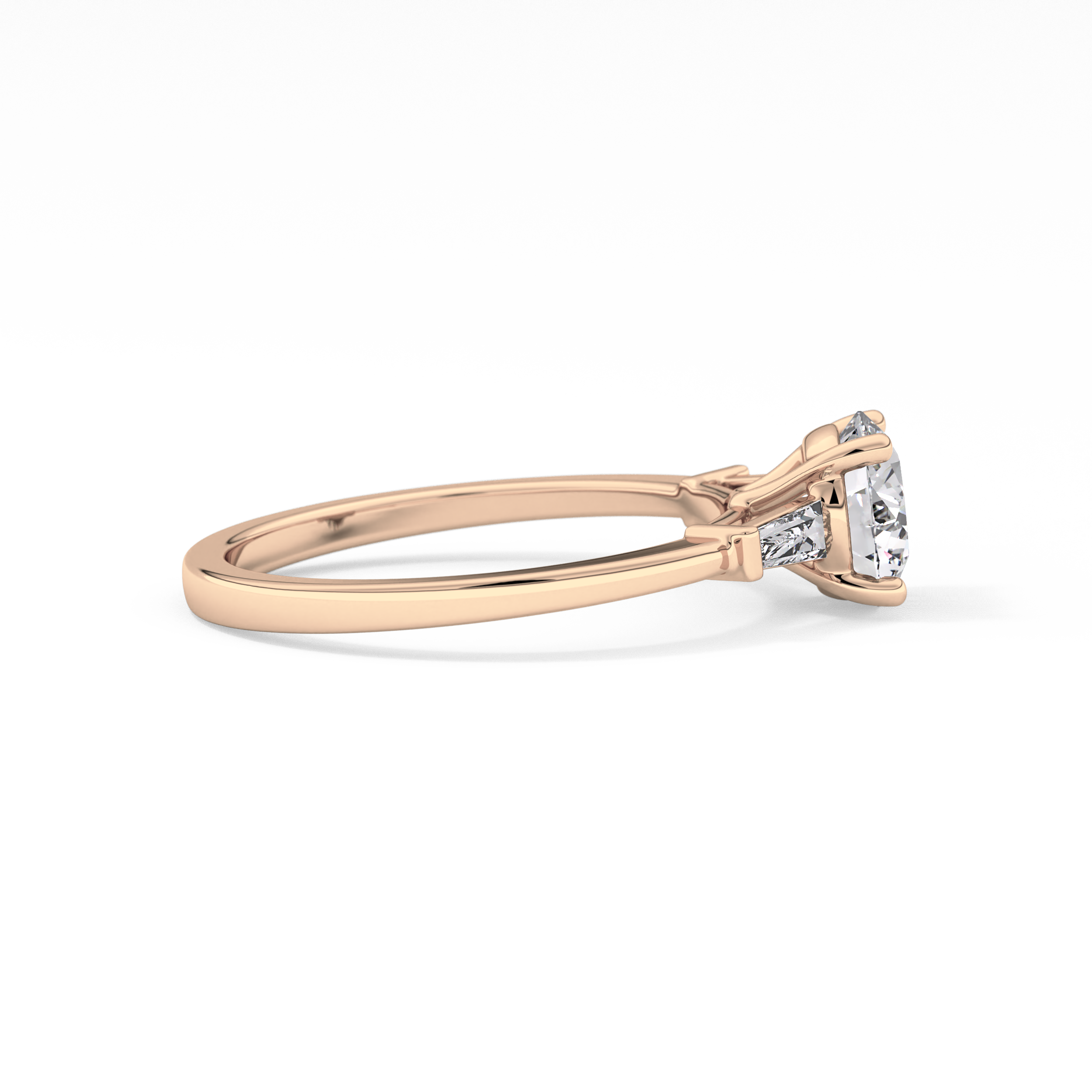Round Three Stone Lab Grown Diamond Engagement Ring