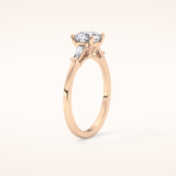 1.03 CT Round Shaped Three Stone Moissanite Engagement Ring