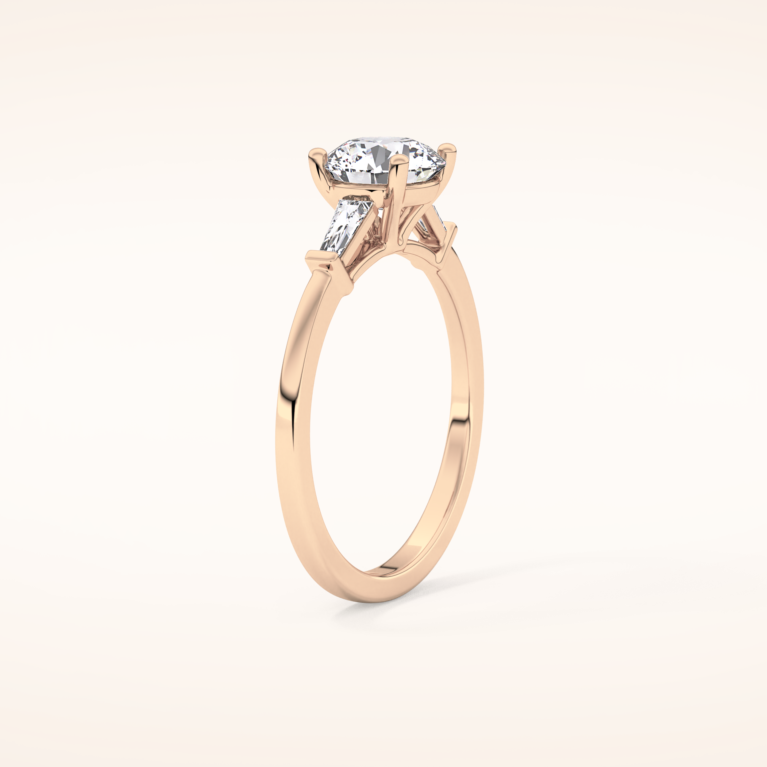 1.03 CT Round Shaped Three Stone Moissanite Engagement Ring