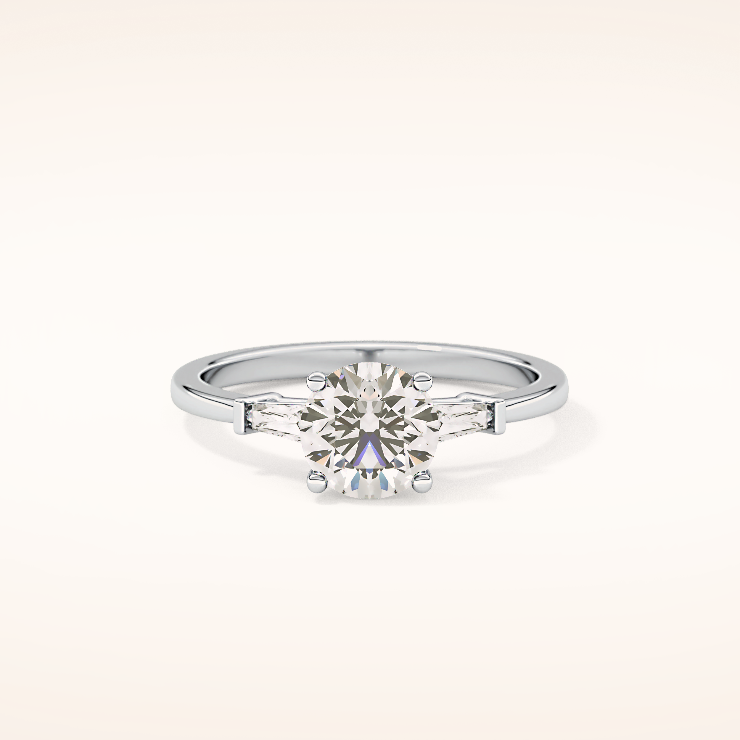 1.03 CT Round Shaped Three Stone Moissanite Engagement Ring