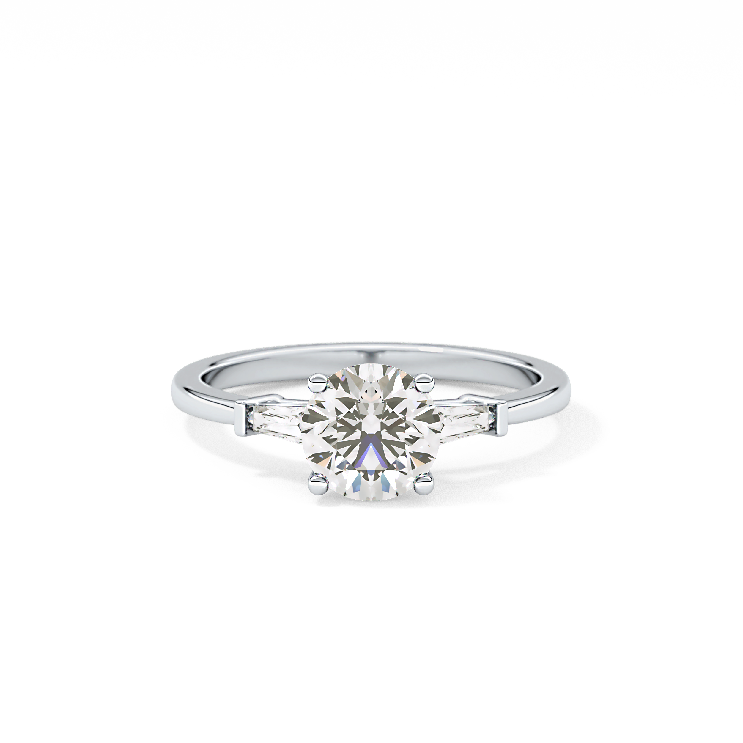 Round Three Stone Lab Grown Diamond Engagement Ring