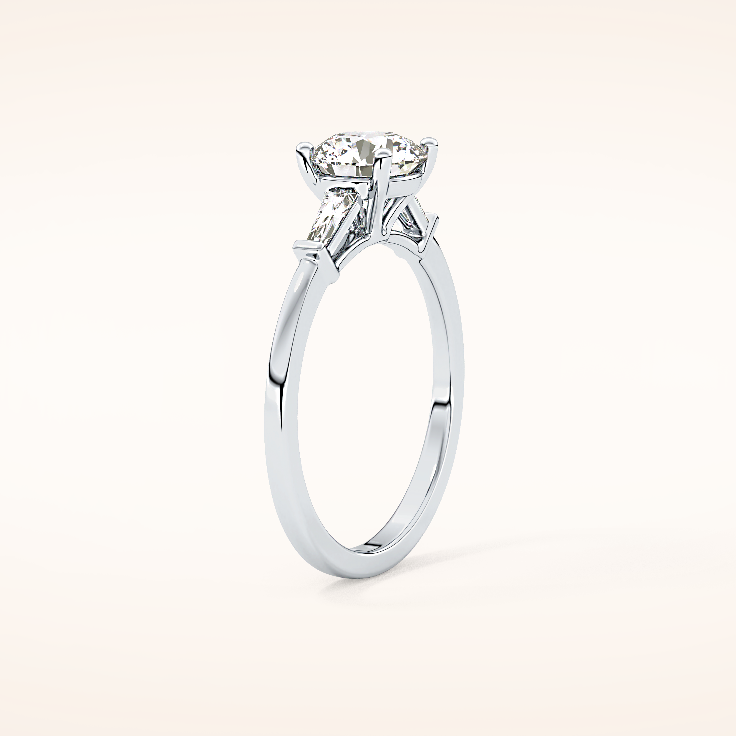 1.03 CT Round Shaped Three Stone Moissanite Engagement Ring