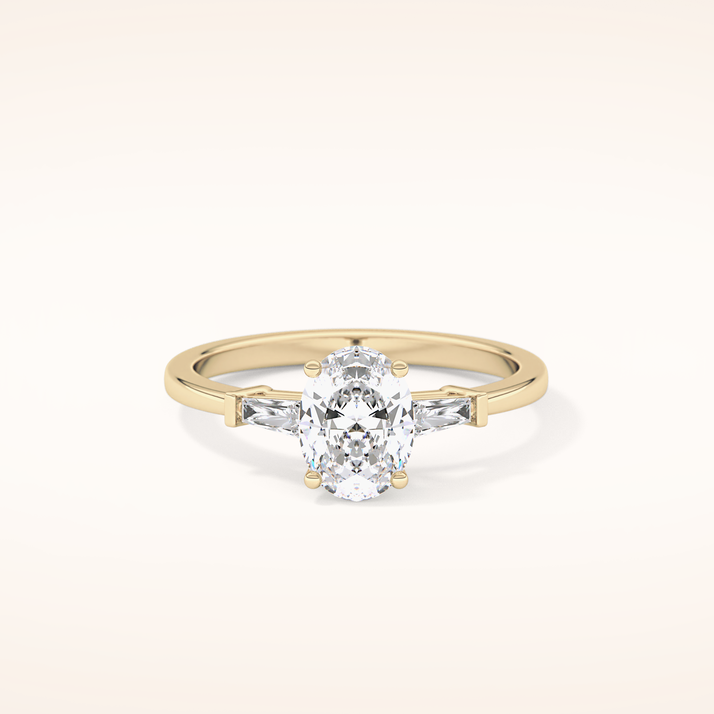 0.83 CT Oval Shaped Three Stone Moissanite Engagement Ring