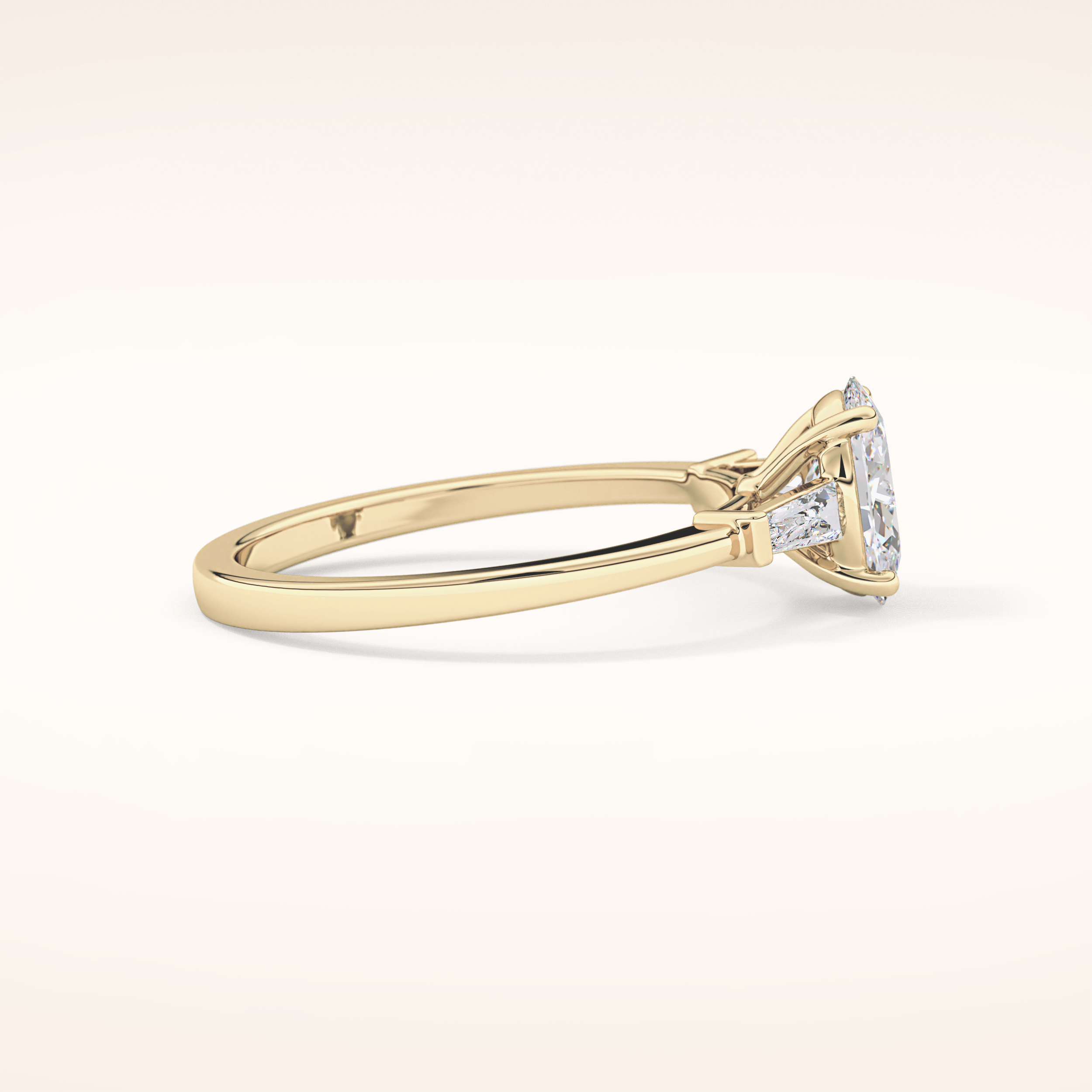 0.83 CT Oval Shaped Three Stone Moissanite Engagement Ring