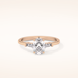 0.83 CT Oval Shaped Three Stone Moissanite Engagement Ring