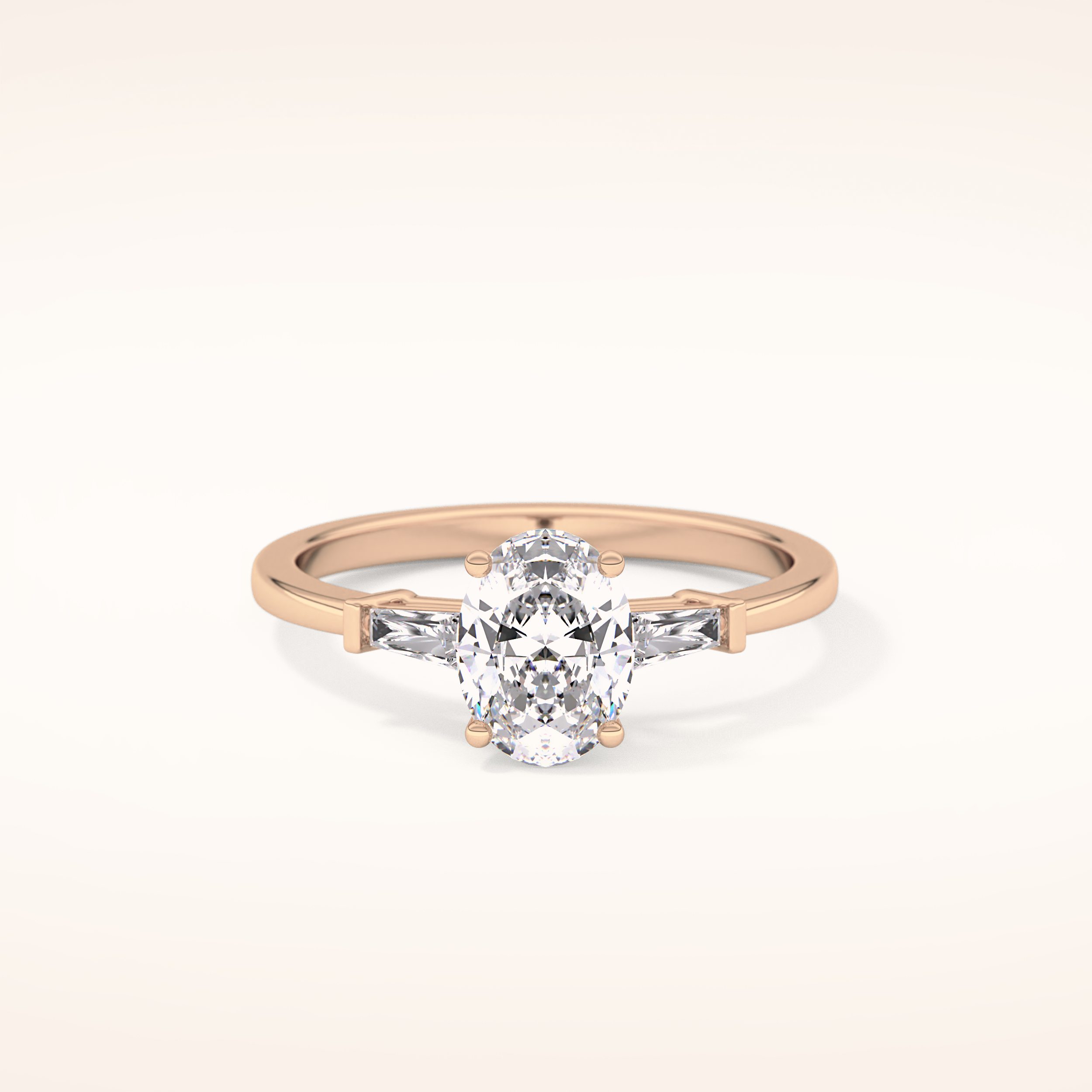 0.83 CT Oval Shaped Three Stone Moissanite Engagement Ring