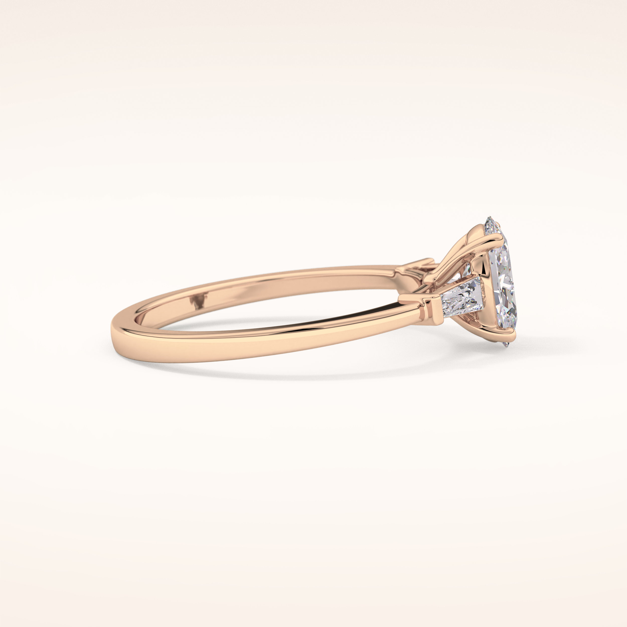 0.83 CT Oval Shaped Three Stone Moissanite Engagement Ring