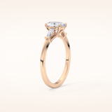 0.83 CT Oval Shaped Three Stone Moissanite Engagement Ring