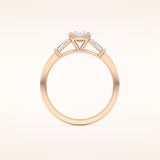 0.83 CT Oval Shaped Three Stone Moissanite Engagement Ring