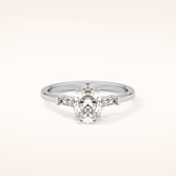 0.83 CT Oval Shaped Three Stone Moissanite Engagement Ring