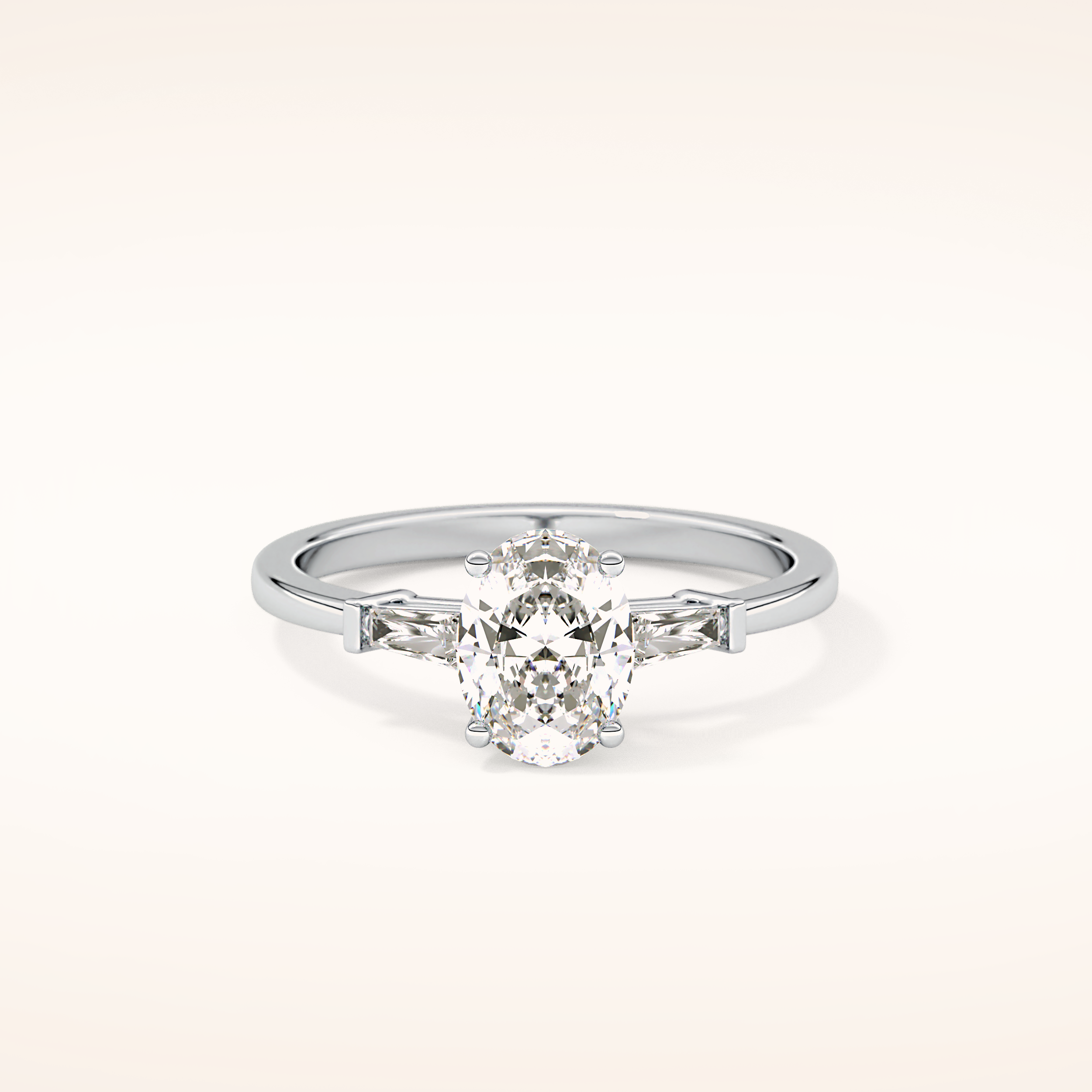 0.83 CT Oval Shaped Three Stone Moissanite Engagement Ring