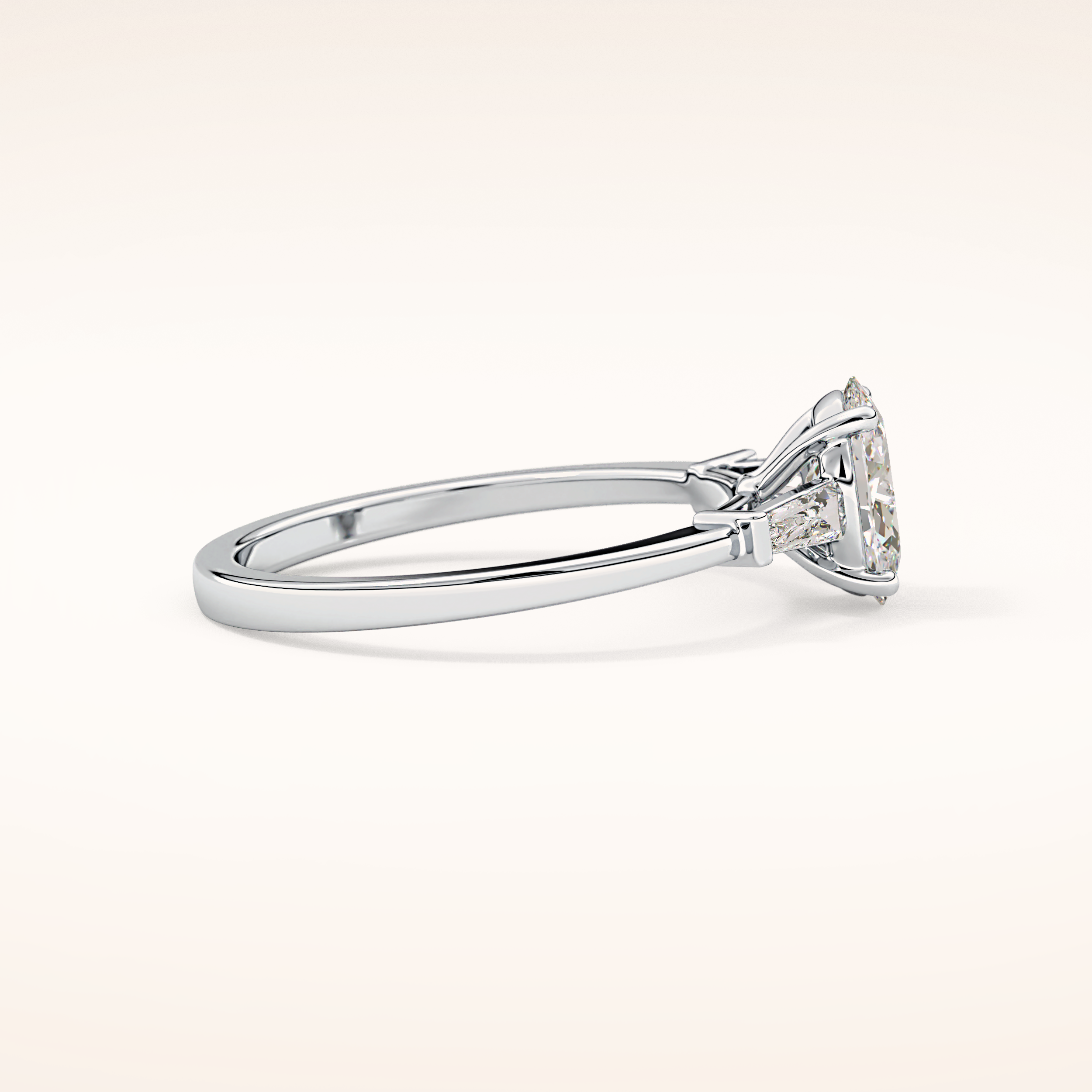 0.83 CT Oval Shaped Three Stone Moissanite Engagement Ring