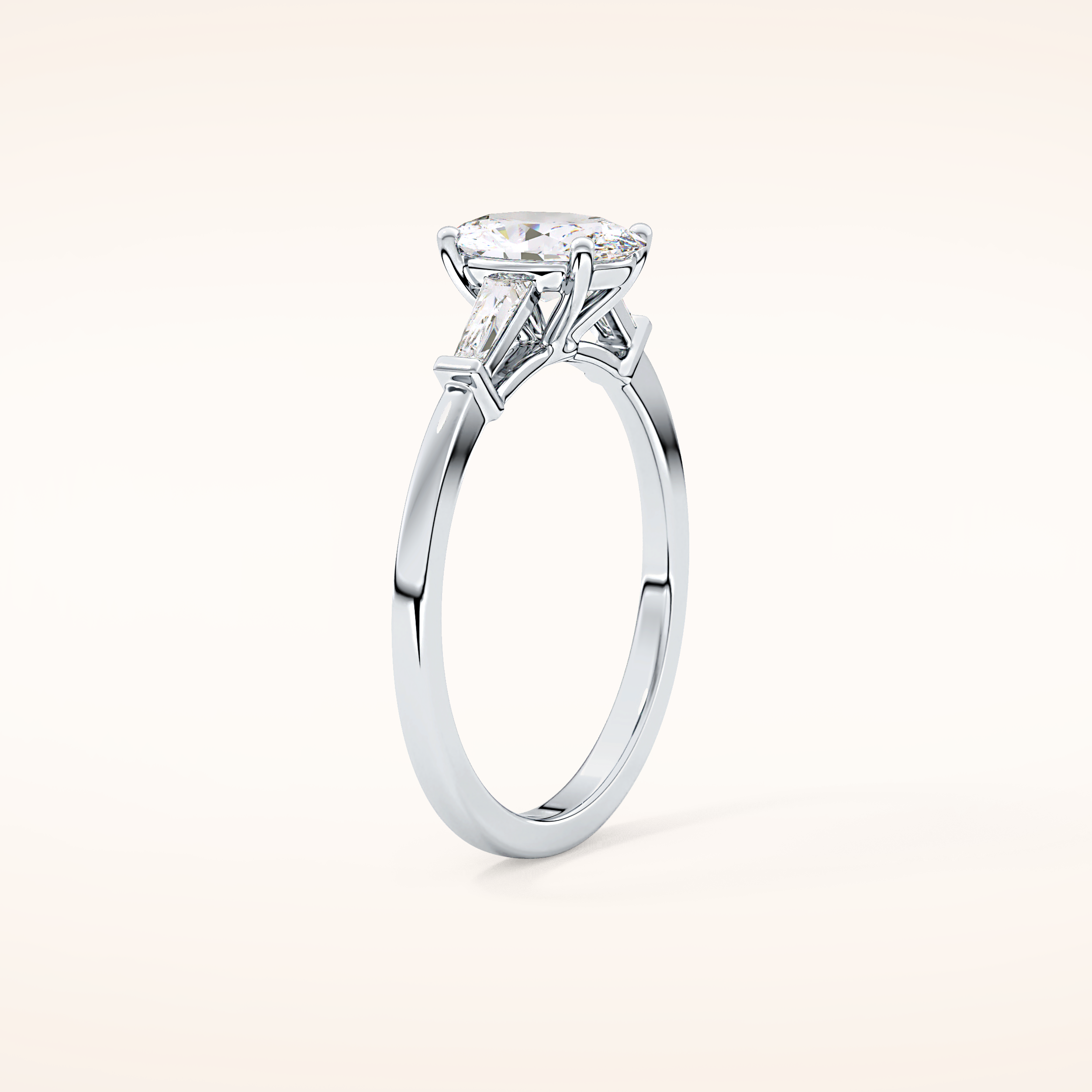 0.83 CT Oval Shaped Three Stone Moissanite Engagement Ring