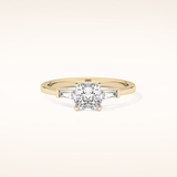 0.74 CT Cushion Shaped Three Stone Moissanite Engagement Ring