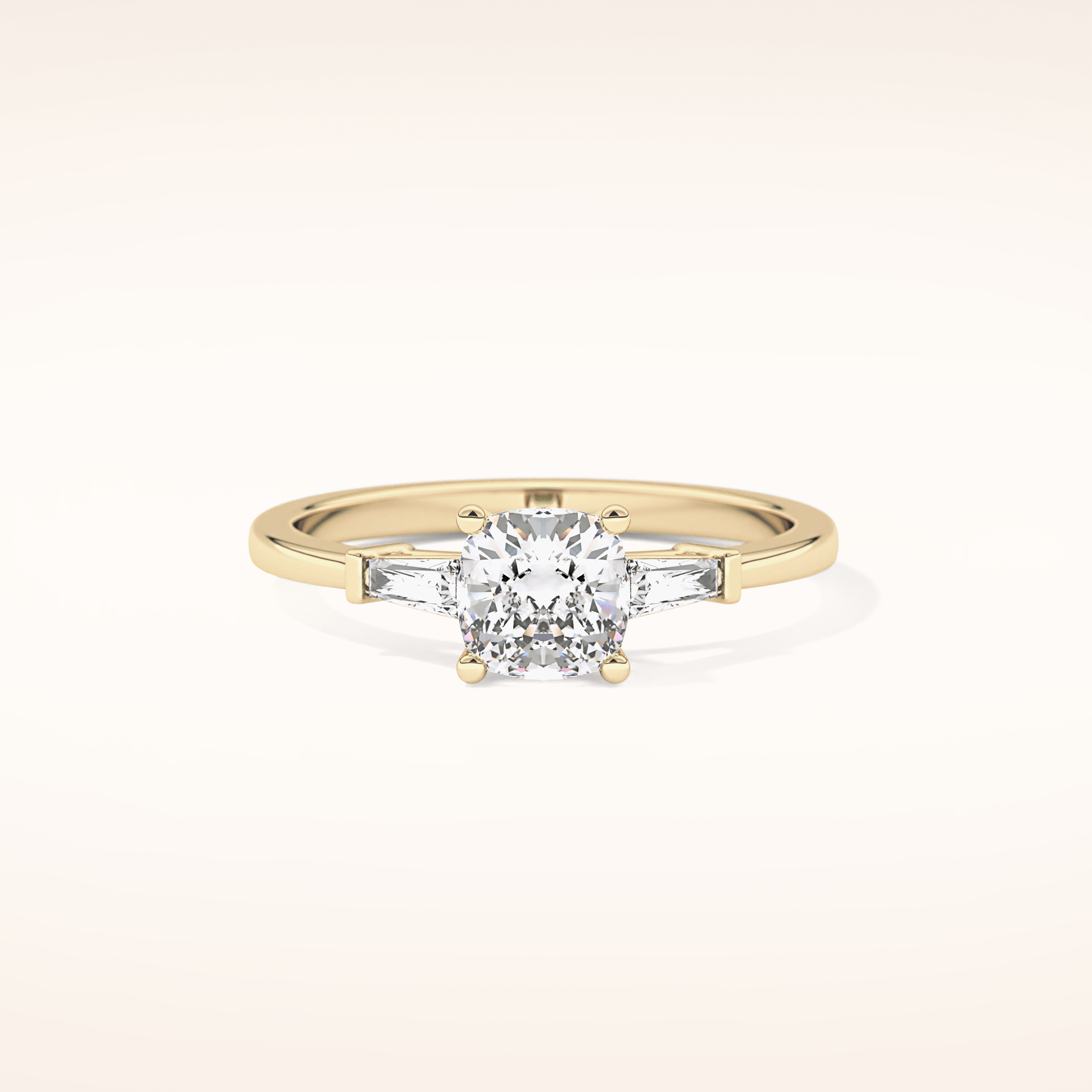 0.74 CT Cushion Shaped Three Stone Moissanite Engagement Ring