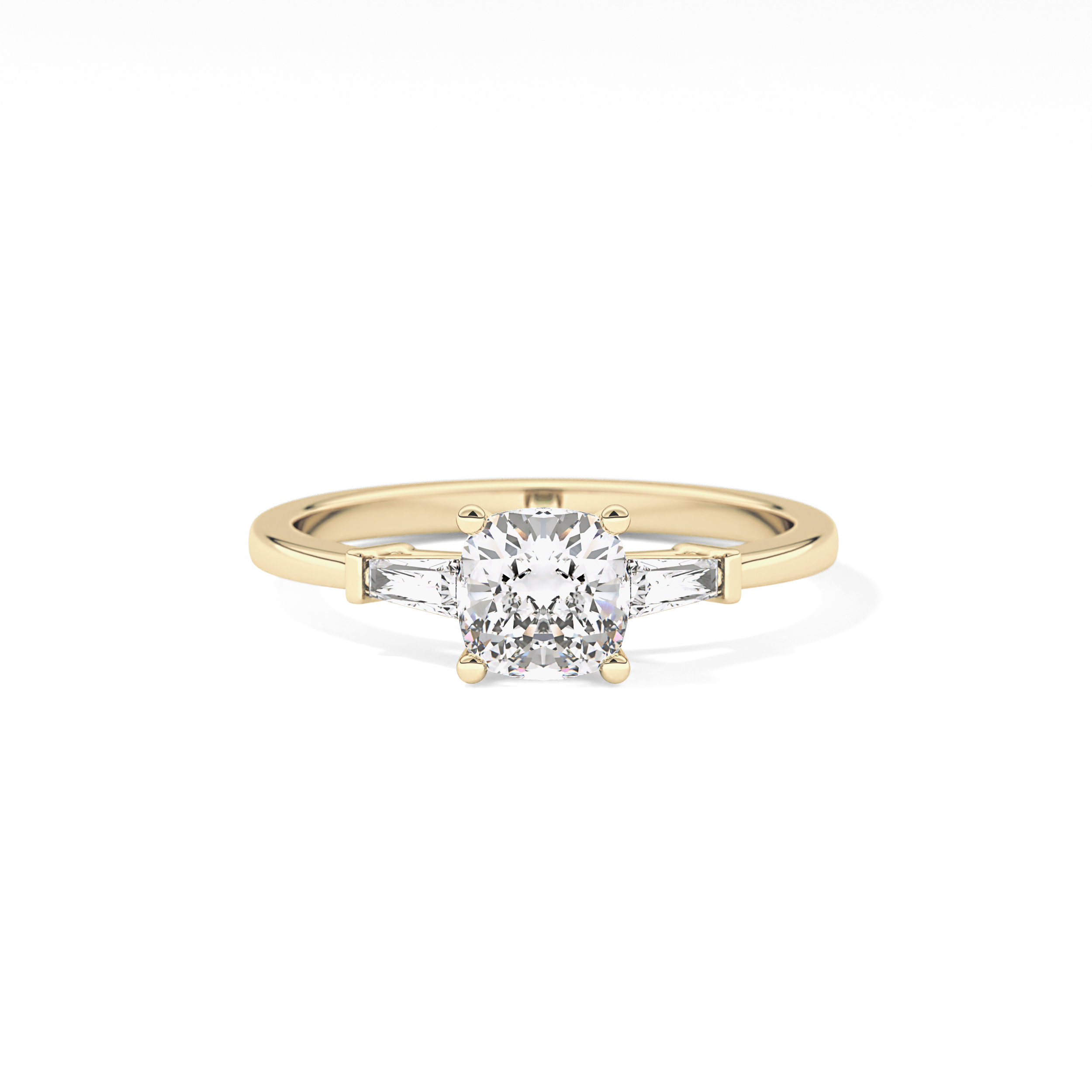 Cushion Three Stone Lab Grown Diamond Engagement Ring