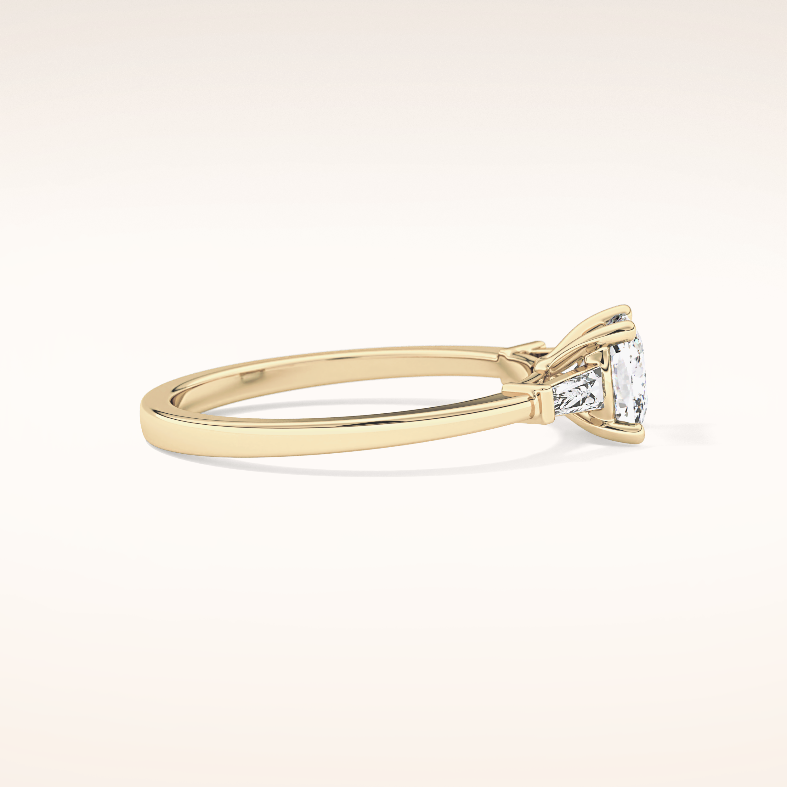 0.74 CT Cushion Shaped Three Stone Moissanite Engagement Ring